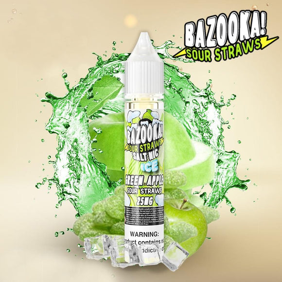 BAZOOKA SALTNIC  - SOUR STRAWS GREEN APPLE ICE SALTNIC