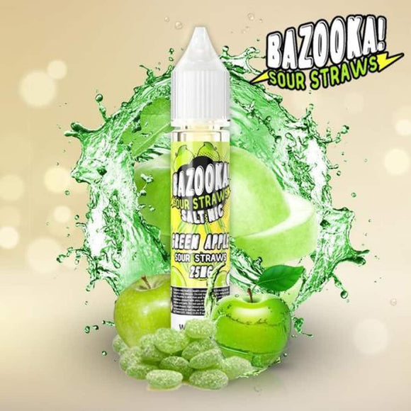 BAZOOKA SALTNIC  - SOUR STRAWS GREEN APPLE SALTNIC